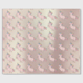 ハッピードユニコーンホーンピンクキャンディスターベビーシャワー ラッピングペーパー (フラット)