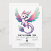 ハッピードラお洒落ゴン誕生日 招待状 (正面/裏面)