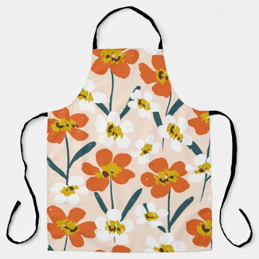 ハッピードライ絵を描開花のシームレスヴィンテージパターン。 エプロン (正面)