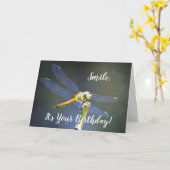 ハッピードラゴンフライ誕生日カード カード (黄色い花)