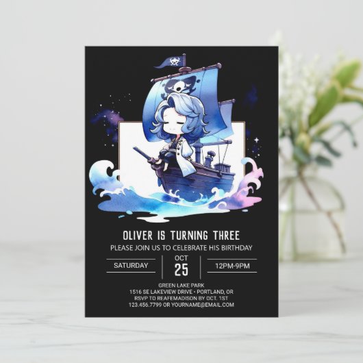 ハッピードリーミーパイレーツ誕生日 招待状 (スタンド正面)