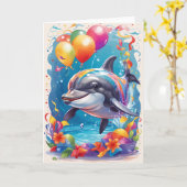 ハッピードルフィンが微笑祝み&s |カード カード (黄色い花)