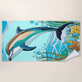 ハッピードルフィンジャンピングfrom Tropical海 ビーチタオル