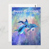 ハッピードルフィンズ誕生日カード ポストカード (正面/裏面)