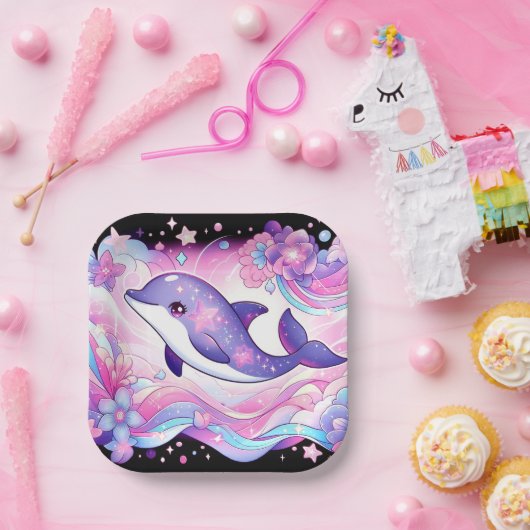 ハッピードルフィンベビーシャワー ペーパープレート (パーティー)