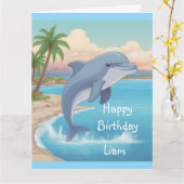 ハッピードルフィン誕生日 カード (黄色い花)