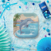 ハッピードルフィン誕生日 ペーパープレート (パーティー)