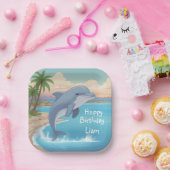 ハッピードルフィン誕生日 ペーパープレート (パーティー)