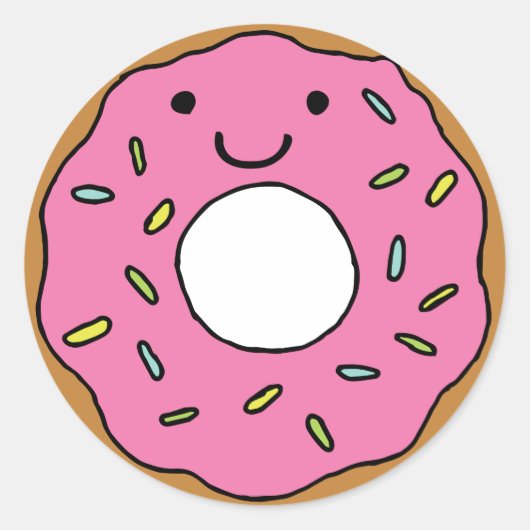 ハッピードーナツグラフィックピカラフルックドーナツクリップアート ラウンドシール (正面)