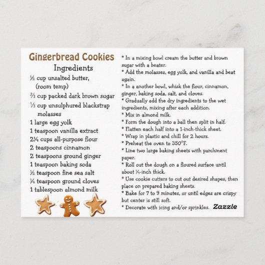 ハッピーナショナルジンジャーブレッドクッキーデー | 11月21日 ポストカード (裏面)