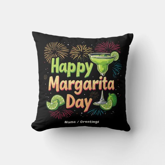 ハッピーナショナルマルガリタデイお祝い クッション (正面)