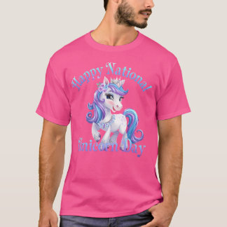 ハッピーナショナルユニコーンデイガールズキッズ女性可愛いU Tシャツ