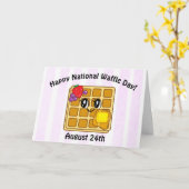 ハッピーナショナルワッフルデー、面白いホリデー カード (黄色い花)