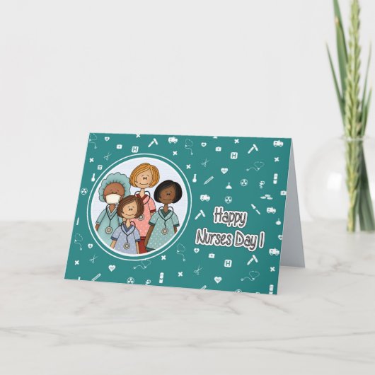 ハッピーナースカスタム日グリーティングカード サンキューカード (正面)