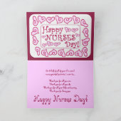 ハッピーナースデイカスタマイズ可能カード – ピンクハート カード (内部)