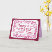 ハッピーナースデイカスタマイズ可能カード – ピンクハート カード (黄色い花)