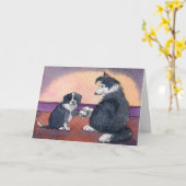 ハッピーナースデイドッグとアップカード カード (黄色い花)