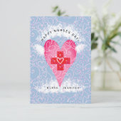 ハッピーナースデイブルーピンクハート パーソナライズされた サンキューカード (スタンド正面)