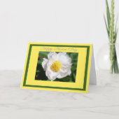 ハッピーナースデイホワイト牡丹フラワーカード カード (正面)