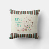 ハッピーナースデー、かわいい鳥オンストライプズ クッション (裏面)
