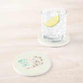 ハッピーナースデー、かわいい鳥オンストライプズ コースター (側面)