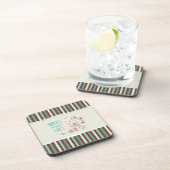 ハッピーナースデー、かわいい鳥オンストライプズ コースター (右側)