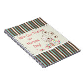 ハッピーナースデー、かわいい鳥オンストライプズ ノートブック (右側)