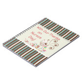 ハッピーナースデー、かわいい鳥オンストライプズ ノートブック (左側)