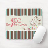 ハッピーナースデー、かわいい鳥オンストライプズ マウスパッド (マウス)