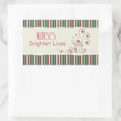 ハッピーナースデー、かわいい鳥オンストライプズ 長方形シール (バッグ)