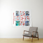 ハッピーナースデー 4 フォトコラージュ 十字 モノグラム タペストリー (インサイチュ(横))