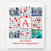 ハッピーナースDay 4フォトコラージュのクロスモノグラム マウスパッド (正面)