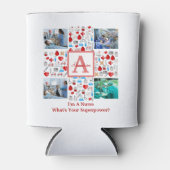 ハッピーナースDay 4フォトコラージュのクロスモノグラム 缶クーラー (正面)