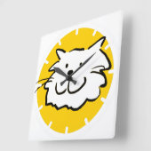 ハッピーニコニコおもしろいイラストレーション スクエア壁時計 (傾斜)