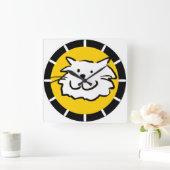 ハッピーニコニコおもしろいイラストレーションSq スクエア壁時計 (ホーム)