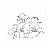 ハッピーニコニコ猫顔かぼちゃゴム印 ラバースタンプ (インプリント)