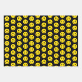 ハッピーニニング顔おもしろい任意の背景色 ラッピングペーパーシート (正面3)