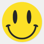 ハッピーニニング顔 おもしろい ラウンドシール (正面)