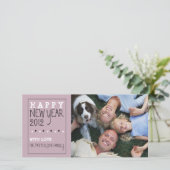 ハッピーニューイヤーおもしろいスケッチパープル白黒 シーズンカード (スタンド正面)