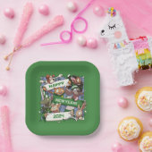 ハッピーニューイヤーおもしろい動物ファンのスカーフ漫画 ペーパープレート (パーティー)