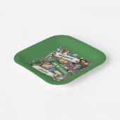 ハッピーニューイヤーおもしろい動物ファンのスカーフ漫画 ペーパープレート (傾斜あり)