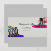 ハッピーニューイヤーおもしろい2021かわいいヴィンテージブーツフラット シーズンカード (正面/裏面)