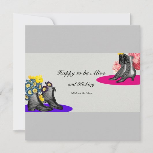 ハッピーニューイヤーおもしろい2021かわいいヴィンテージブーツフラット シーズンカード (正面)