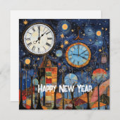 ハッピーニューイヤーお洒落イラストレーション シーズンカード (正面/裏面)