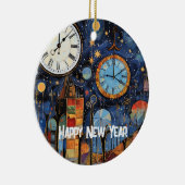 ハッピーニューイヤーお洒落イラストレーション セラミックオーナメント (右)