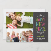 ハッピーニューイヤーお洒落ホリデーフォトカード シーズンカード (正面)