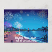 ハッピーニューイヤーお祝いインRio de Janeiro ポストカード (正面)