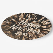 ハッピーニューイヤーお祝い花火金ゴールド写真 ペーパープレート (アングル)