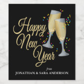 ハッピーニューイヤーきらめくワイン&紙吹雪ペルソナリ ワインラベル (シングルラベル)