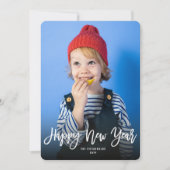 ハッピーニューイヤーつや消しスクリプト休日のフォトカード シーズンカード (正面)